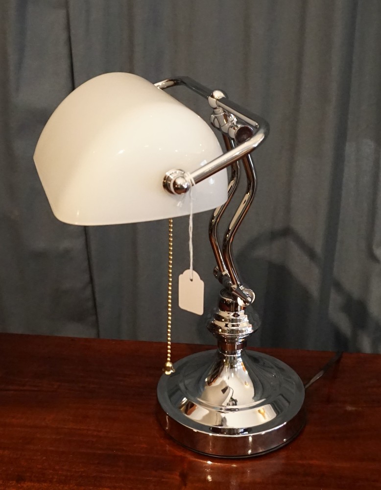 Bankers lamp chrome/white - Lighting - Timeless Interiors